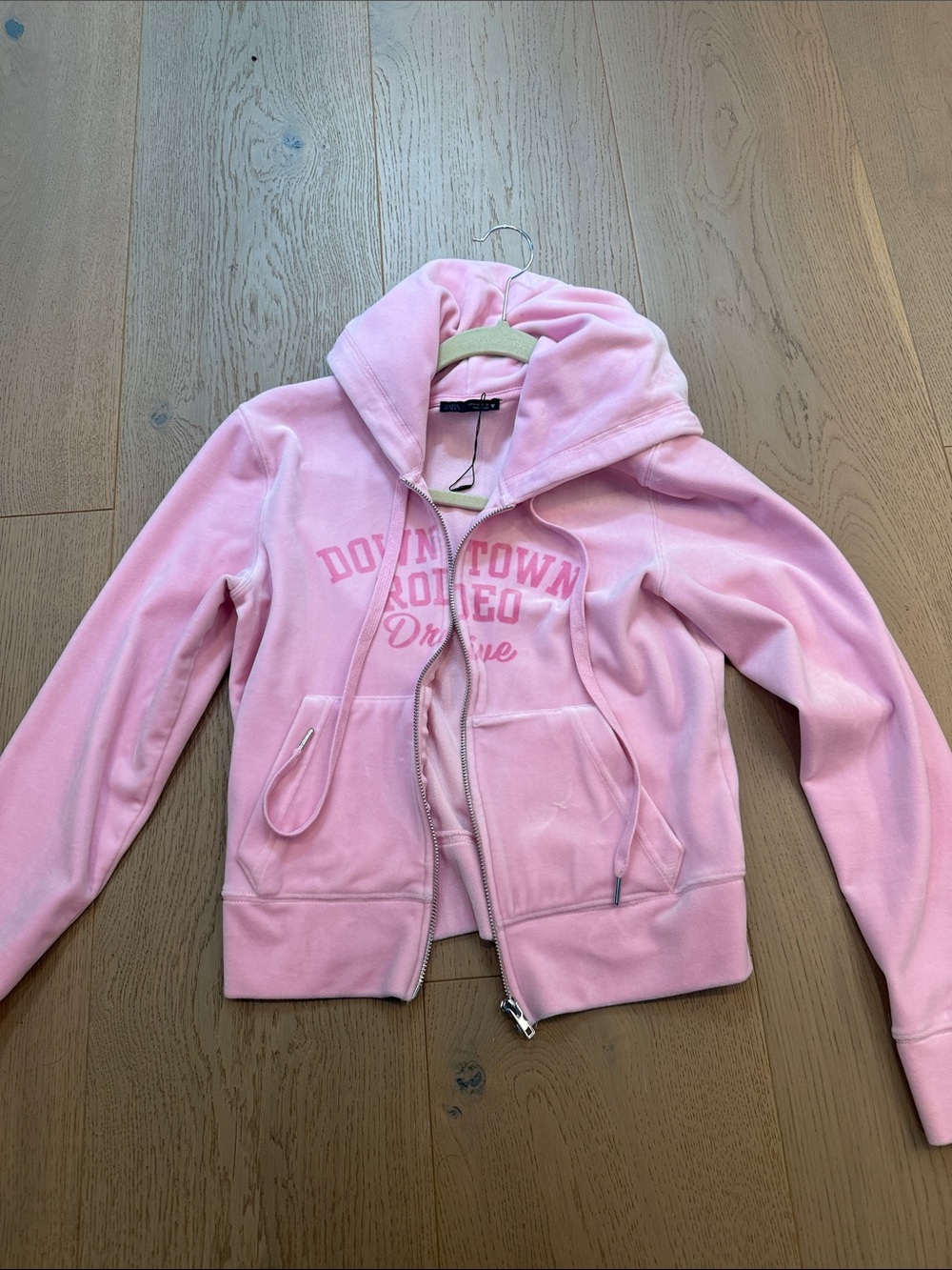 Zara Pink Full-Zip Hooded Sweatshirt